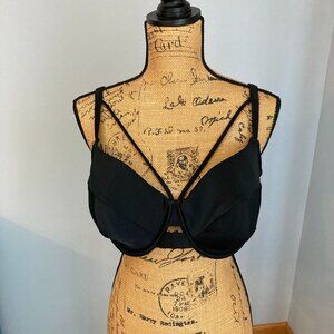 Cacique Swim Bikini Top Women Plus Size 38 DDD  Black